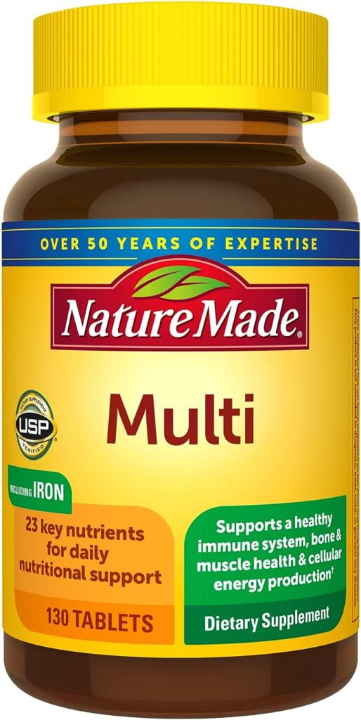 Nature Made Tabletas multivitamínicas con hierro, multivitamínico para mujeres y hombres para apoyo nutricional diario