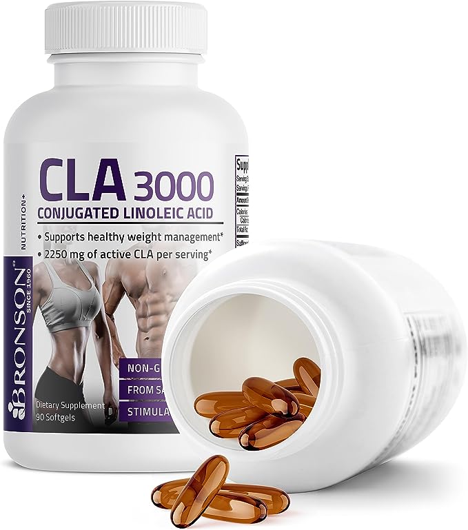 Bronson CLA 3000 Extra High Potency Apoya el Control de Peso Saludable Masa Muscular Magra Ácido Linoleico Conjugado No Estimulante